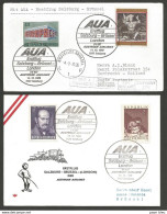 Aérophilatélie - Autriche - AUA Austrian Airlines - Salzburg-Brüssel-London 14.12.1969 - Semmelweis, Europa, Staatsoper - Eerste Vluchten