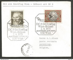 Aérophilatélie - Autriche - AUA Austrian Airlines - Wien-Brüssel 2.4.1975 - Edmund Eysler - - Primi Voli