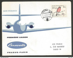 Aérophilatélie - Tchécoslovaquie - Air France - 1ere Liaison Prague (Praha) - Paris 1/11/60 - Poste Aérienne