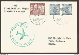 Aérophilatélie - Suède - Scandinavian Air Services SAS - First Flight Stockholm-Manila 7-9-61 - Brieven En Documenten