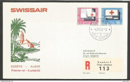 Aérophilatélie - Suisse - Swissair - 1er Vol Genève - Alger 06.07.63 - Primi Voli