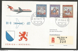 Aérophilatélie - Suisse - Swissair - Vol Zurich - Brüssel 20.09.66 - Premiers Vols
