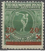 Belgique - Variétés - N°184V ** - Jeux Olympiques Antwerpen 1920 - Point Sous "c" Descendu - Punt Under "c" Lager - Autres & Non Classés