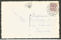 Belgique - Griffe Linéaire HEER + Obl. "diamant" 17.8.54 + Verso Hermeton S/Meuse Café Gillicien - Linear Postmarks