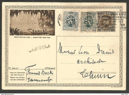 Belgique - Griffe Linéaire JAMIOULX Sur Carte Postale Grottes De Han Vers Thuin - Sello Lineal