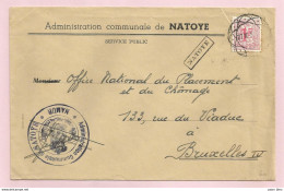 Belgique - Griffe Linéaire Encadrée NATOYE Sur Lettre - Lion Héraldique N°859 Obl. Diamant - Langstempel