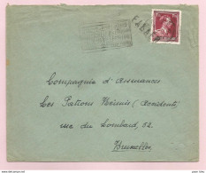 Belgique - Griffe Linéaire - FALAEN - Sur Lettre - Leopold III Col Ouvert N°832 - Linear Postmarks