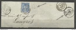 France - Type Sage - N°90 Sur Fragment - Boîte Rurale A De MONTREUIL-SUR-BLAISE + WASSY + Bureau De Passe + ... - 1898-1900 Sage (Tipo III)