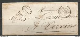 France - LAC Non Affranchie De GUISE Du 7/12/1858 Vers VERVINS - Cachet-taxe 30cts - 1849-1876: Classic Period