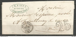 France - LAC Non Affranchie De STE HERMINE à FONTENAY-LE-COMTE Du 1/2/1854 - Cachet-taxe 25cts - 1849-1876: Periodo Classico