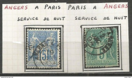 France - Convoyeurs - Ambulants - Lignes - Gares - Angers à Paris Et Paris à Angers - 1876-1898 Sage (Tipo II)