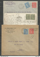 France - Flammes Poste Aérienne - Type Semeuse Lignée - Paris IX, Paris R.P., Bordeaux Bourse - Mechanical Postmarks (Advertisement)