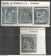France - Type Sage - Cachets De Gare - Types Et Intitulés Différents - ABBEVILLE (Somme) - 1876-1898 Sage (Tipo II)