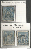 France - Type Sage - Cachets De Gare - Types Et Intitulés Différents - NEVERS (Nièvre) - 1876-1898 Sage (Tipo II)