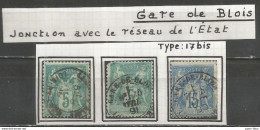 France - Type Sage - Cachets De Gare - Types Et Intitulés Différents - BLOIS (Loir-et-Cher) - 1876-1898 Sage (Tipo II)