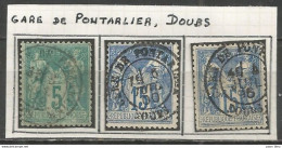 France - Type Sage - Cachets De Gare - Types Et Intitulés Différents - PONTARLIER (Doubs) - 1876-1898 Sage (Tipo II)