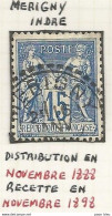 France - Type Sage - Bureaux De Distribution - MERIGNY (Indre) - 1876-1898 Sage (Tipo II)