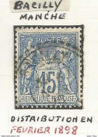 France - Type Sage - Bureaux De Distribution - BACILLY (Manche) - 1876-1898 Sage (Tipo II)