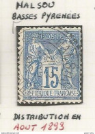 France - Type Sage - Bureaux De Distribution - MALSOU (Pyrénées-Atlantiques) - 1876-1898 Sage (Tipo II)