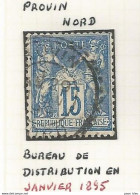 France - Type Sage - Bureaux De Distribution - PROVIN (Nord) - 1876-1898 Sage (Tipo II)