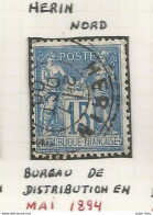 France - Type Sage - Bureaux De Distribution - HERIN (Nord) - 1876-1898 Sage (Tipo II)