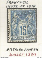 France - Type Sage - Bureaux De Distribution - FRANCUEIL (Indre-et-Loire) - 1876-1898 Sage (Tipo II)