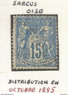 France - Type Sage - Bureaux De Distribution - SARCUS (Oise) - 1876-1898 Sage (Tipo II)