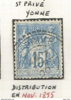 France - Type Sage - Bureaux De Distribution - ST PRIVE (Yonne) - 1876-1898 Sage (Tipo II)