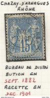France - Type Sage - Bureaux De Distribution - CHAZAY-D'AZERGUES (Rhône) - 1876-1898 Sage (Tipo II)