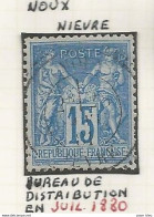 France - Type Sage - Bureaux De Distribution - NOUX (Nièvre) - 1876-1898 Sage (Tipo II)