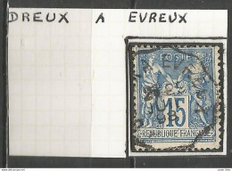 France - Type Sage - Convoyeurs - Ambulants - DREUX à EVREUX - 1876-1898 Sage (Tipo II)