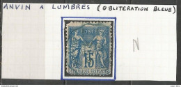 France - Type Sage - Convoyeurs - Ambulants - ANVIN à LUMBRES - Oblitération Bleue - 1876-1898 Sage (Tipo II)