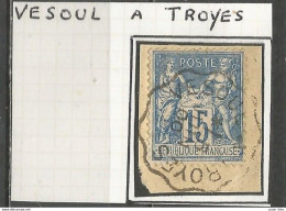 France - Type Sage - Convoyeurs - Ambulants - VESOUL à TROYES - 1876-1898 Sage (Tipo II)