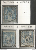 France - Convoyeurs - Ambulants - Lignes - Gares - POITIERS à ANGERS - Aller Et Retour - Correo Ferroviario