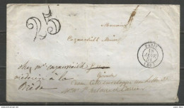 France - LSC Non Affranchie De PARIS Pour SALLES -> LA BREDE Du 18/1/1851 - Cachet-taxe 25cts - "Mr Cazauvieille" - 1849-1876: Classic Period