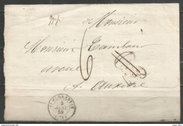 France - LSC Non Affranchie De ST FLORENTIN Pour AUXERRE Du 5/1/1859 - Cachet-taxe 30cts Barré + Port "6" Cause Surpoids - 1849-1876: Periodo Clásico