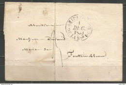 France - LSC De PARIS Du 1/12/1839 Vers FONTAINEBLEAU - Bau De La Maison Du Roi (diamètre 30mm) - 1801-1848: Precursori XIX