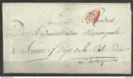 France - LSC De PARIS Vers BEAUNE - MINISTERE DE LA GUERRE + Cachet Paraphe Rouge Contrôle - Port 18 - 1701-1800: Précurseurs XVIII