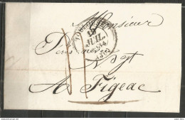 France - LAC De TOULOUSE Vers FIGEAC Du 19/7/1834 - Verso Cachet FIGEAC Avec Demi-fleuron - 1801-1848: Précurseurs XIX