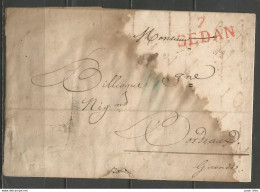 France - LAC De SEDAN (cachet 7 SEDAN En Rouge) Vers BORDEAUX - 1801-1848: Precursores XIX