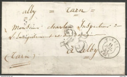 France - 2 LAC Non Affranchies De Tarbes Vers Albi + Cachet-taxe "25" + Cachet Toulouse - 1849-1876: Classic Period