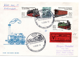 59351 - DDR - 1988 - 50Pfg Schmalspurbahn MiF A W-Bf (100 M / 8g) SoStpl  LICHTE - STRECKENJUBILAEUM ... -> Luebben - Treni