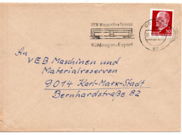 59360 - DDR - 1972 - 20Pfg Ulbricht EF A Bf DESSAU - VEB WAGGONBAU DESSAU ... -> Karl-Murx-Stadt - Trains