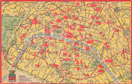 Carte - Plan Paris - Publicité Société Générale Française -  Carte Postale Ancienne - Landkaarten