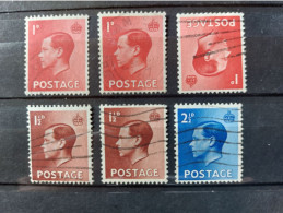 UK 1936: 6 Used Stamps, 1d With 2 Positions Of The Wmk. - Usados