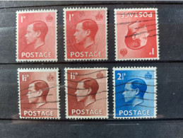 UK 1936: 6 Used Stamps, 1d With 2 Positions Of The Wmk. - Gebraucht