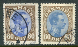 DENMARK 1919 King Christian X Definitive 60 Øre Both Shades Used.  Michel 106a-b - Usati