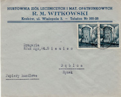 POLAND GENERAL GOVERNMENT 1942 LETTER SENT FROM KRAKÓW TO DĘBICA - Gouvernement Général