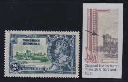 Northern Rhodesia, SG 19f, MLH "Diagonal Line By Turret" Variety - Nordrhodesien (...-1963)