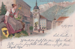 Altdorf, Urnerin Vor Dem Telldenkmal, Costume Et Armoirie, Litho 1900 (5.2.1900) - Altdorf